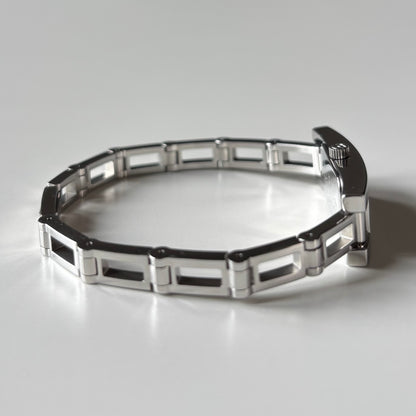 Gucci 1990s Black Dial Rectangular Stainless Steel Watch