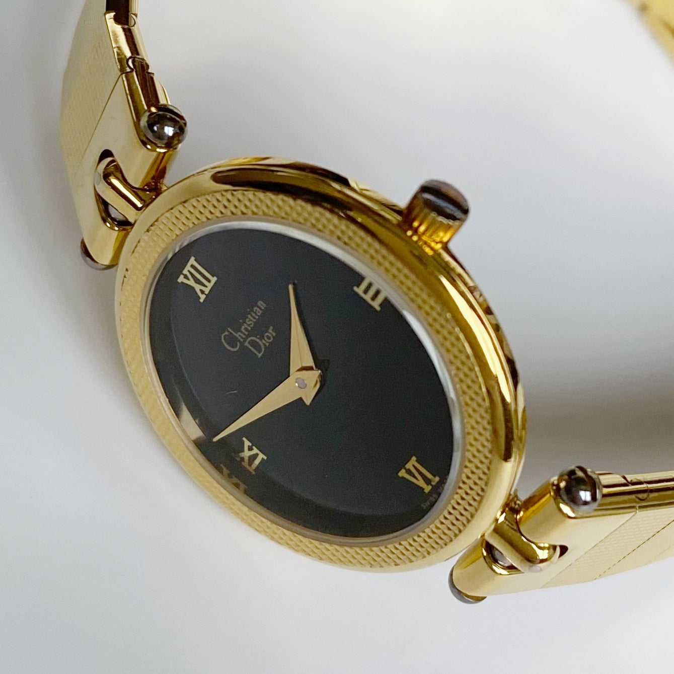 Dior 1990 Black Dial Gold Plated Watch (Women's)