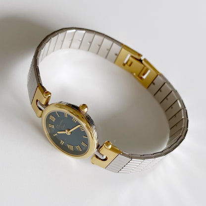 Dior 1990s Navy Dial Gold Plated Two Tone Watch