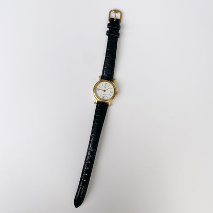 Givenchy 1990s Gold Plated Round Leather Watch