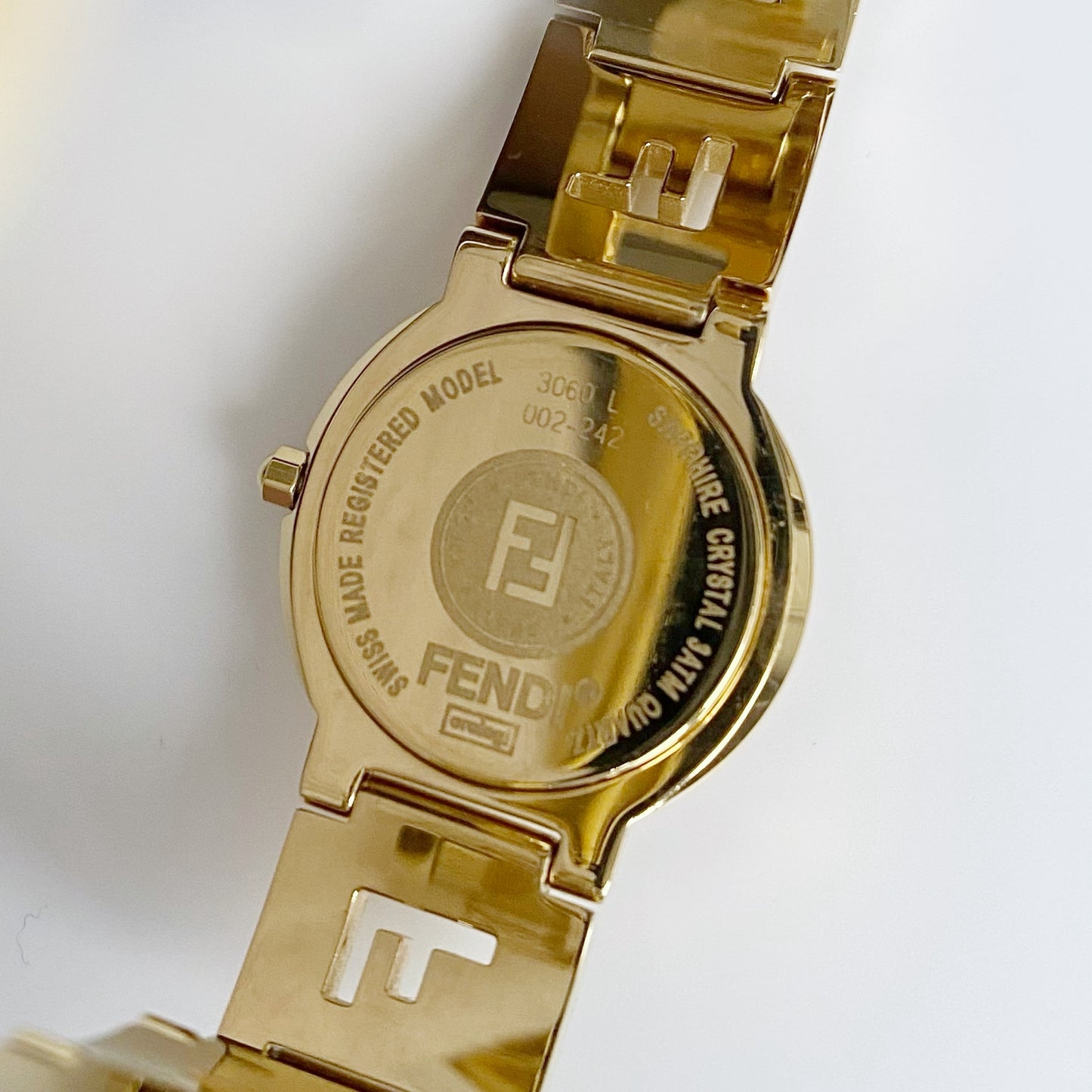 Fendi 1990s Black Dial Gold Plated Watch