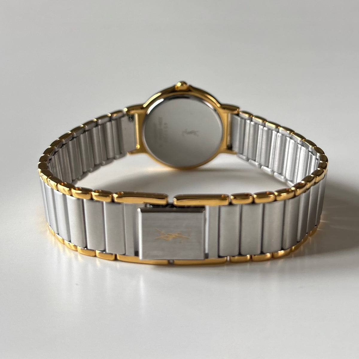 Yves Saint Laurent 1990s Round Dial Two Tone Gold Plated Watch