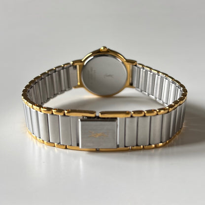 Yves Saint Laurent 1990s Round Dial Two Tone Gold Plated Watch
