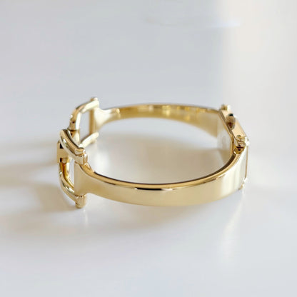 Gucci 1990s Rectangular Dial Gold Plated Bangle Watch
