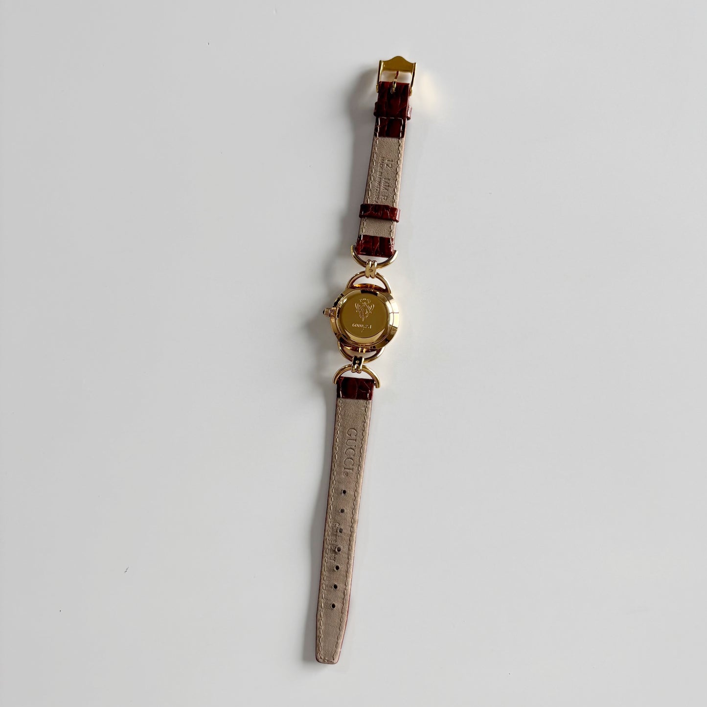 Gucci 1990s Round Dial Horsibit Gold Plated Watch