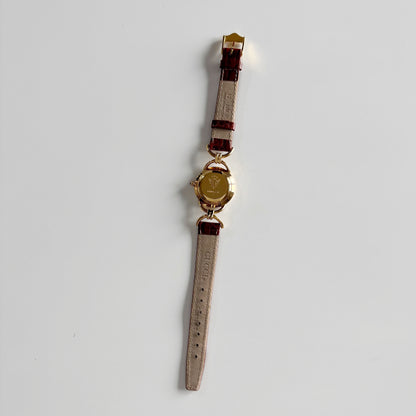Gucci 1990s Round Dial Horsibit Gold Plated Watch