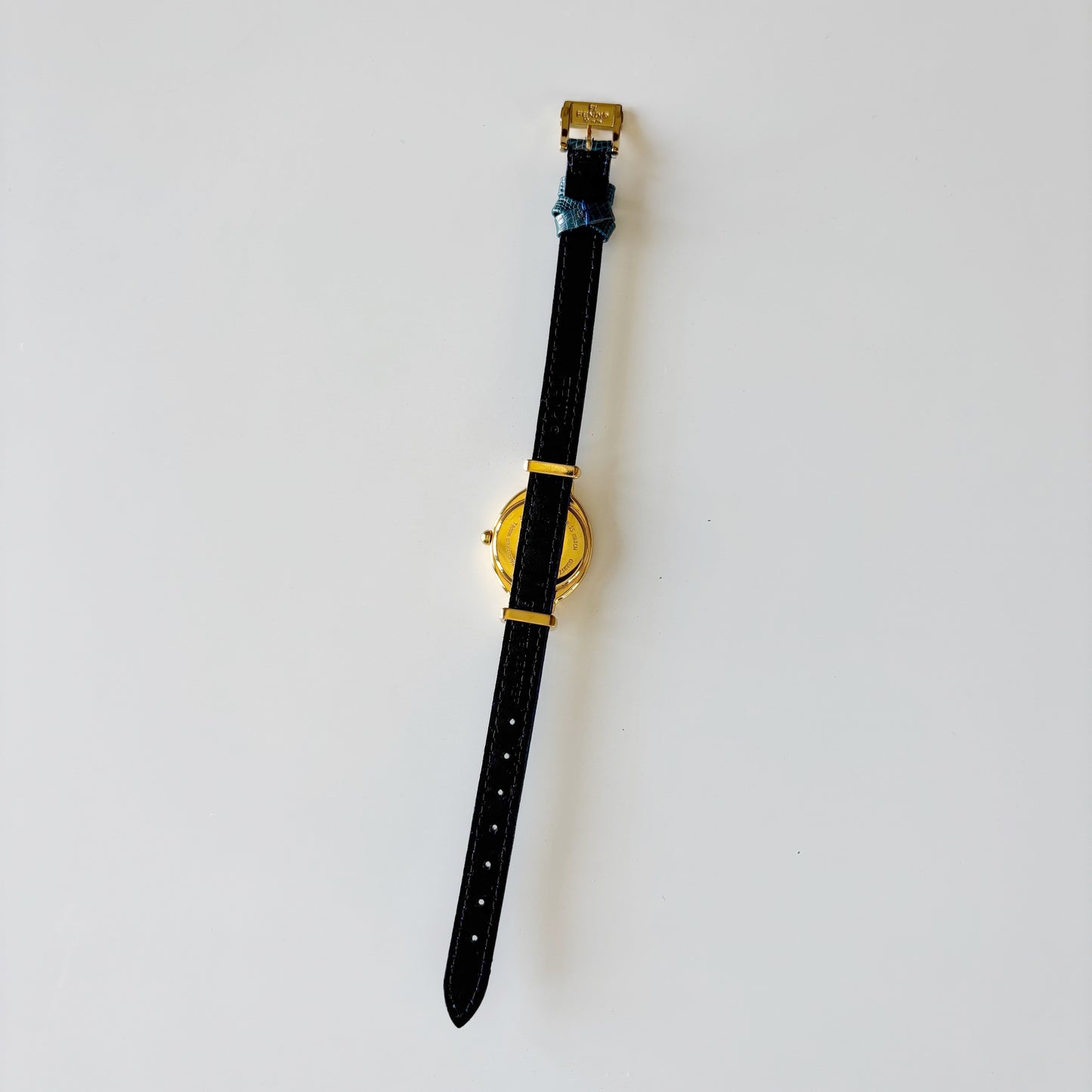 Fendi 1990s Interchangeable Strap Gold Plated Watch with 5 straps, case