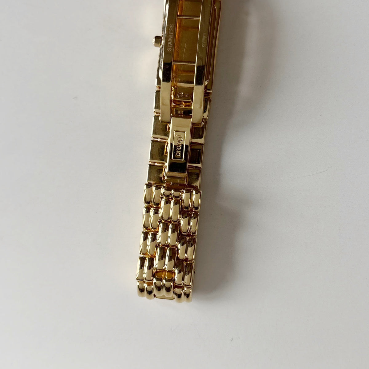 Fendi 1990s Rectangular White Dial Gold Plated Watch