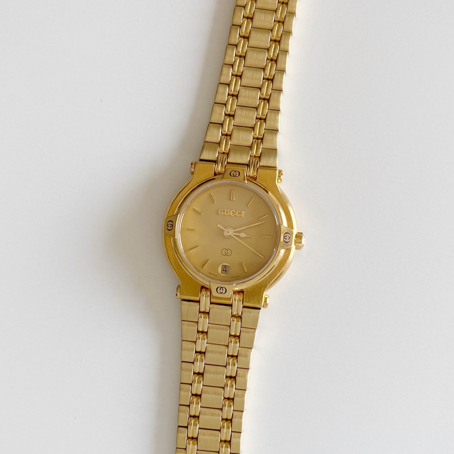 Gucci 1990s Gold Plated Date Watch