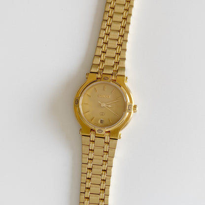 Gucci 1990s Gold Plated Date Watch