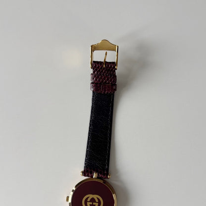 Gucci 1990s Round Dial Red Gold Plated Watch (Large)