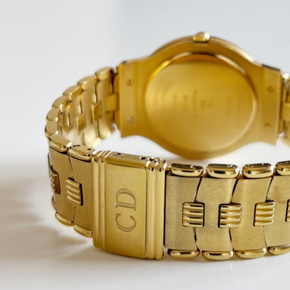 Dior 1990s Moon Phase Triple Calendar Gold Plated Watch