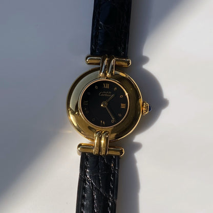 Cartier 1990s Must de Colisee Black Dial Watch SM