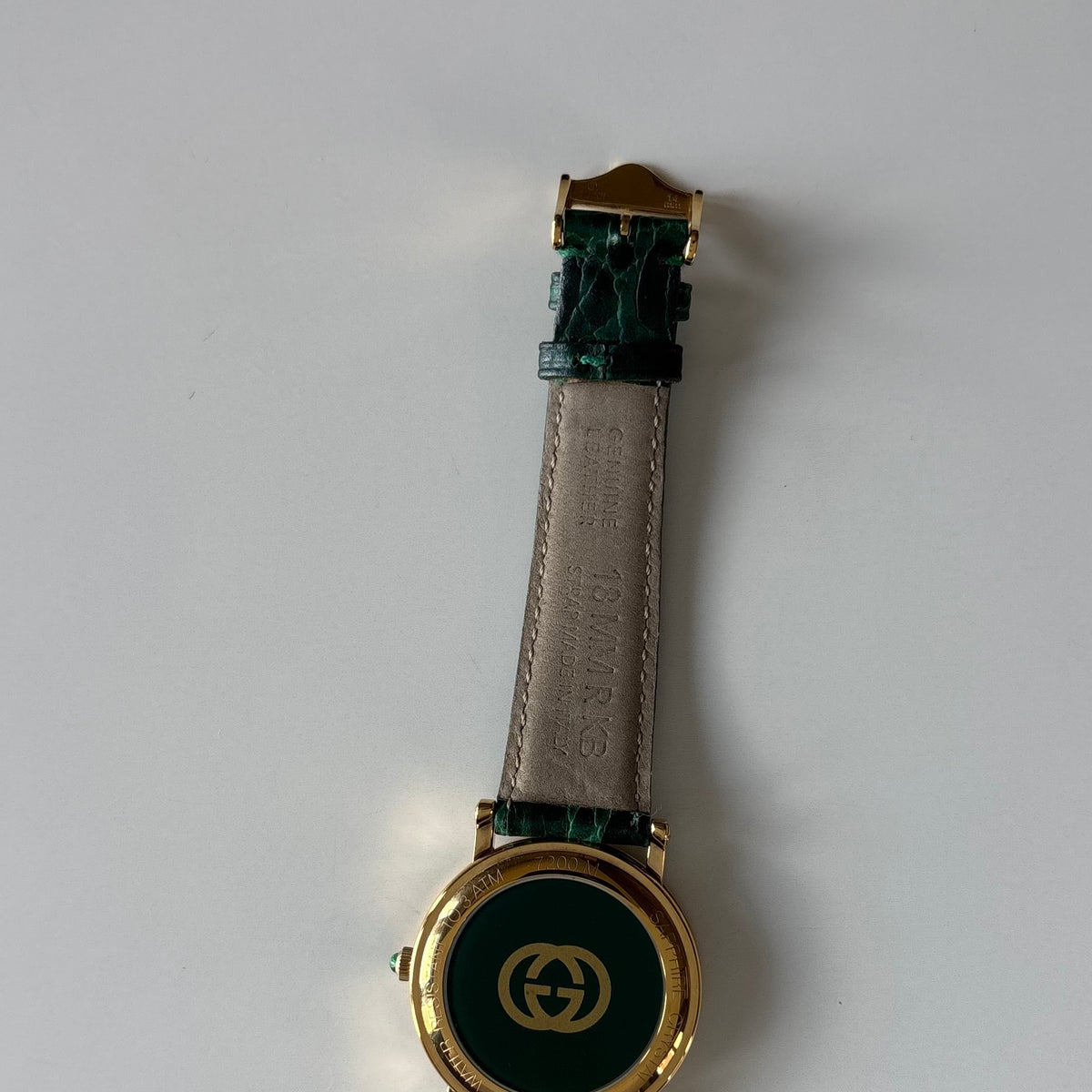 Gucci 1990s Date Round Green Dial Gold-Plated Watch (Large)