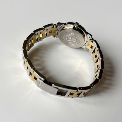 Hermes 1990s Clipper Date Round Dial Gold Plated Two Tone Watch
