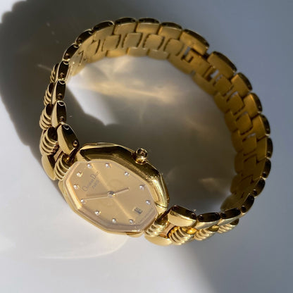 Dior 1990s Octagon Gold Plated Watch