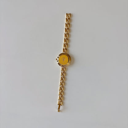 Gucci 1990s Interchangeable Bezel Gold Plated Rice Chain Watch with 6 bezels, case (160mm)