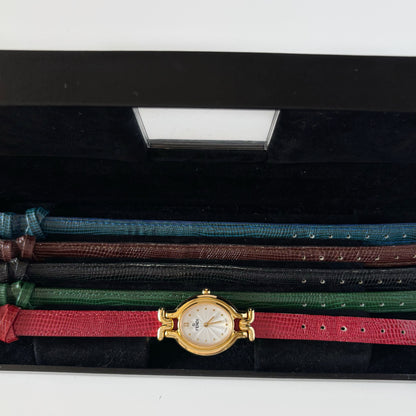 Fendi 1990s Interchangeable Belt Gold Plated Watch with 5 straps, case