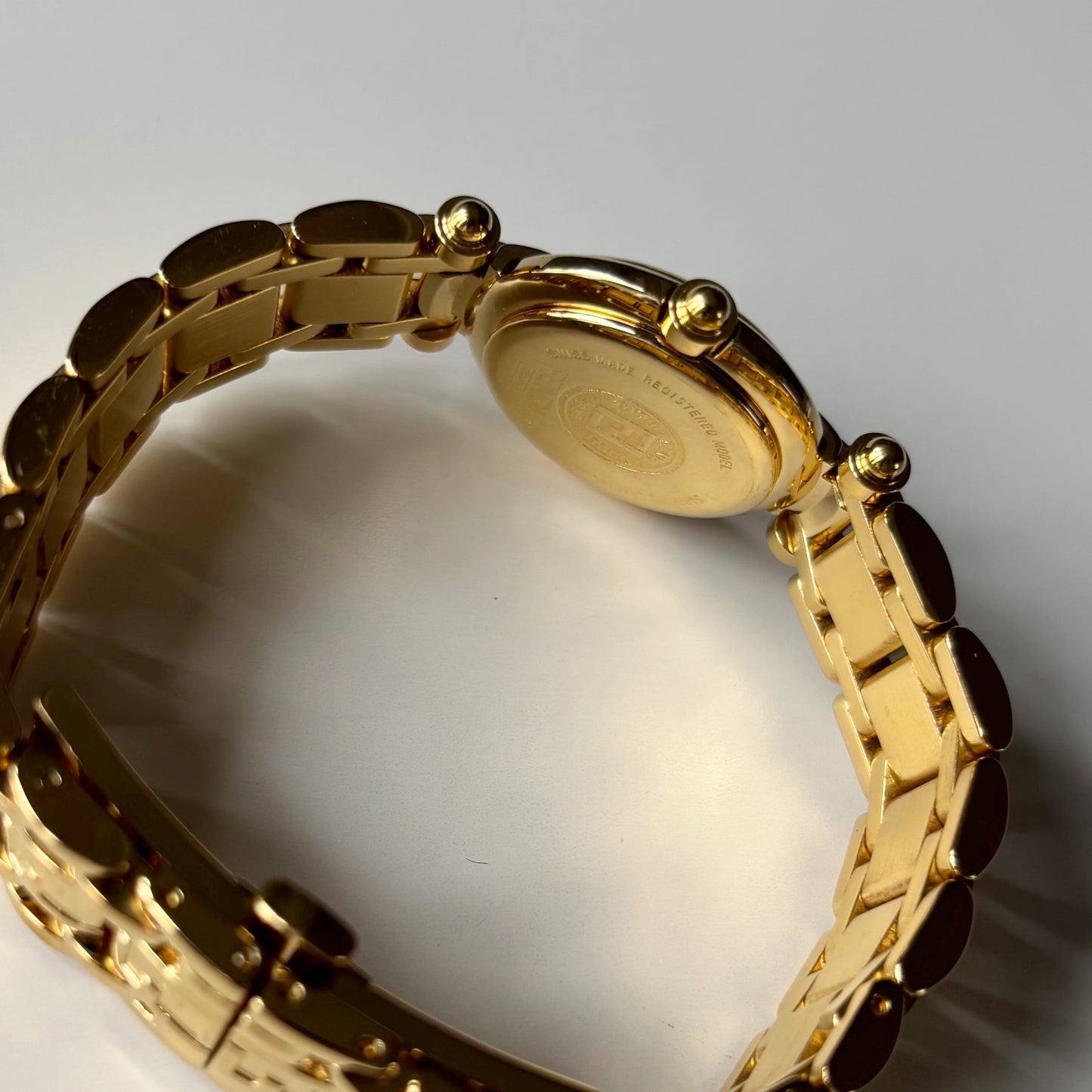 Fendi 1990s Seashell Dial Gold Plated Watch