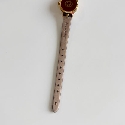 Gucci 1990s Round Gold Dial Gold Plated Watch