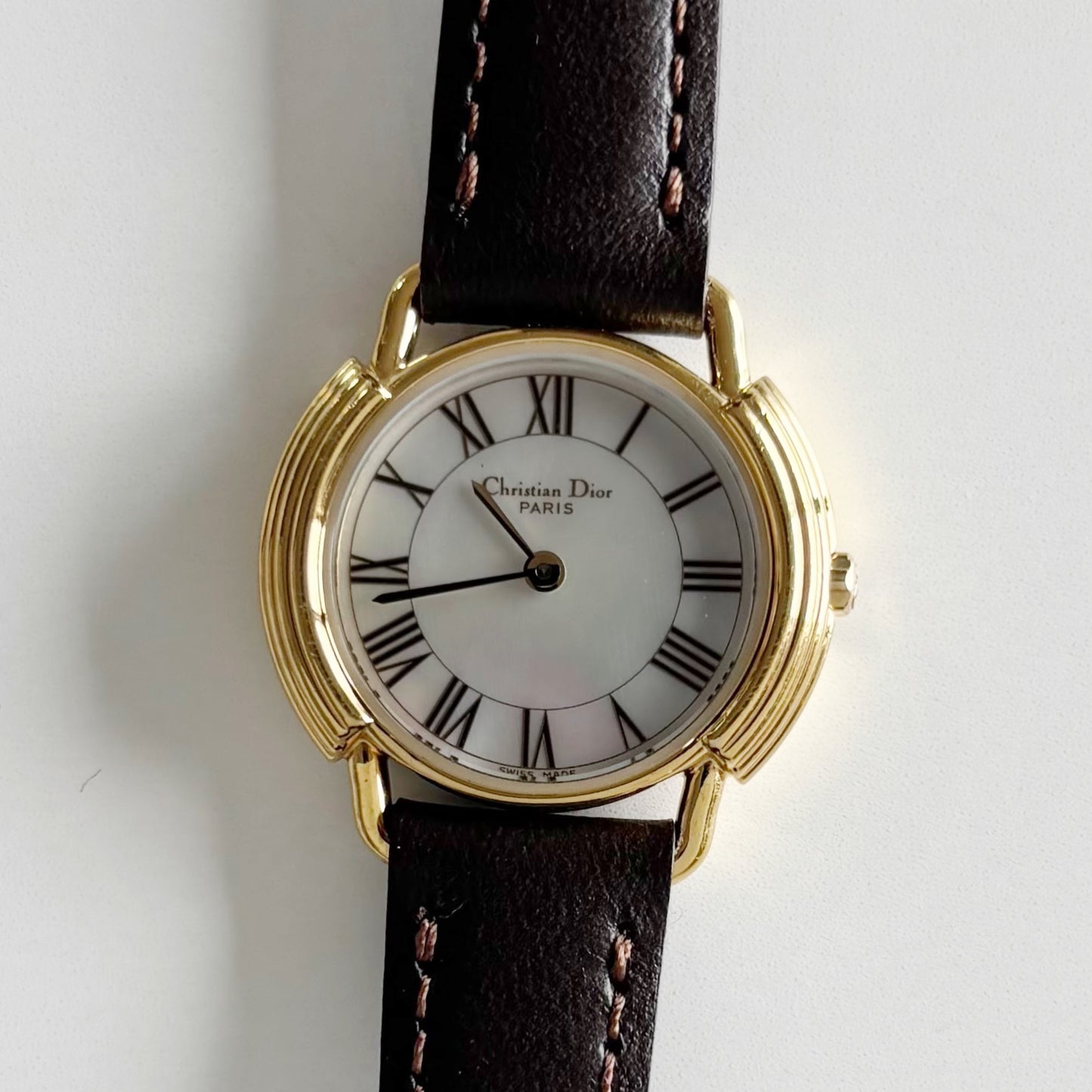 Dior 1990s Seashell Dial Gold Plated Watch
