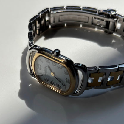 Hermes 1990s Rallye Two Tone Gold Plated Watch