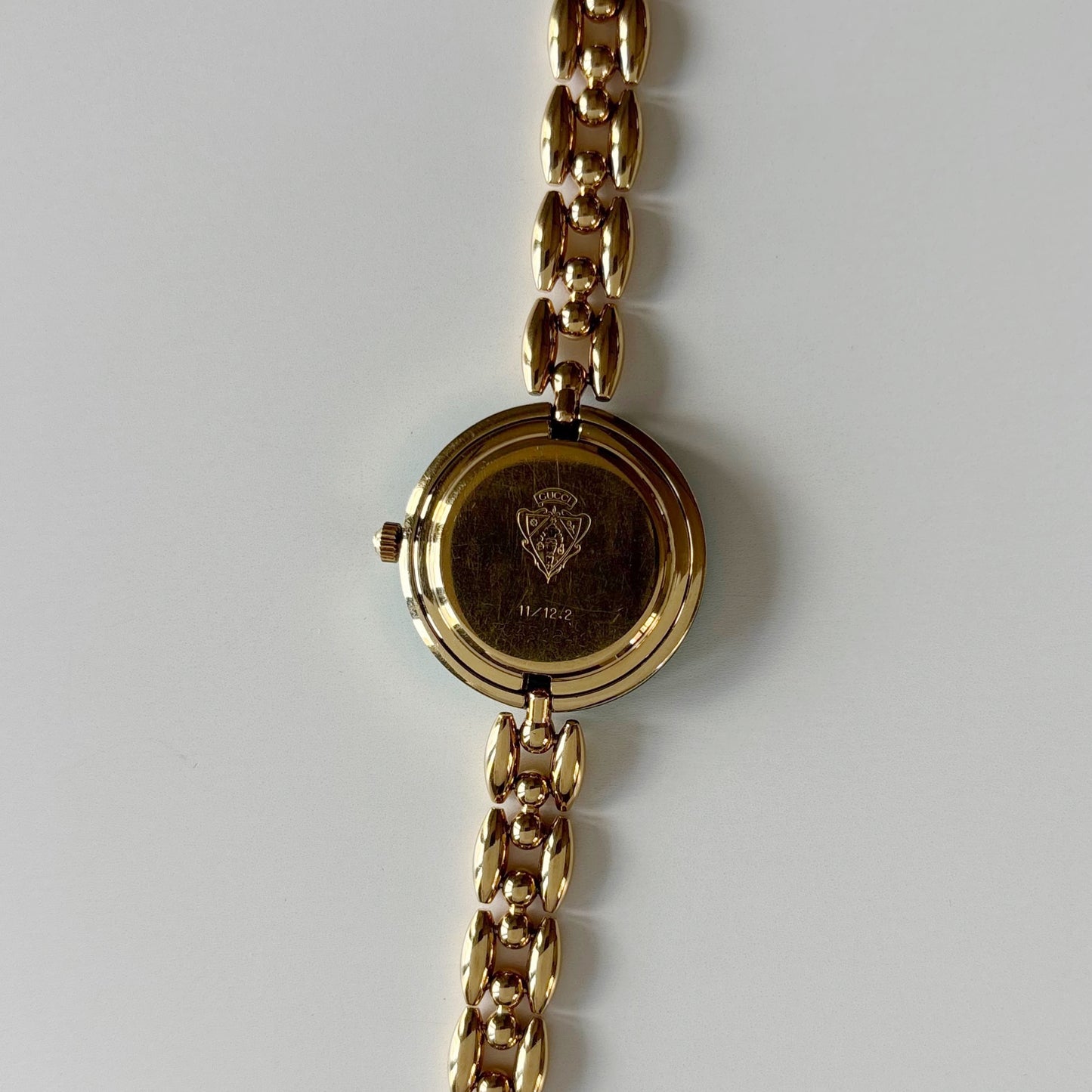 Gucci 1990s Interchangeable Bezel Gold Plated Rice Chain Watch with 6 bezels, case (166mm)