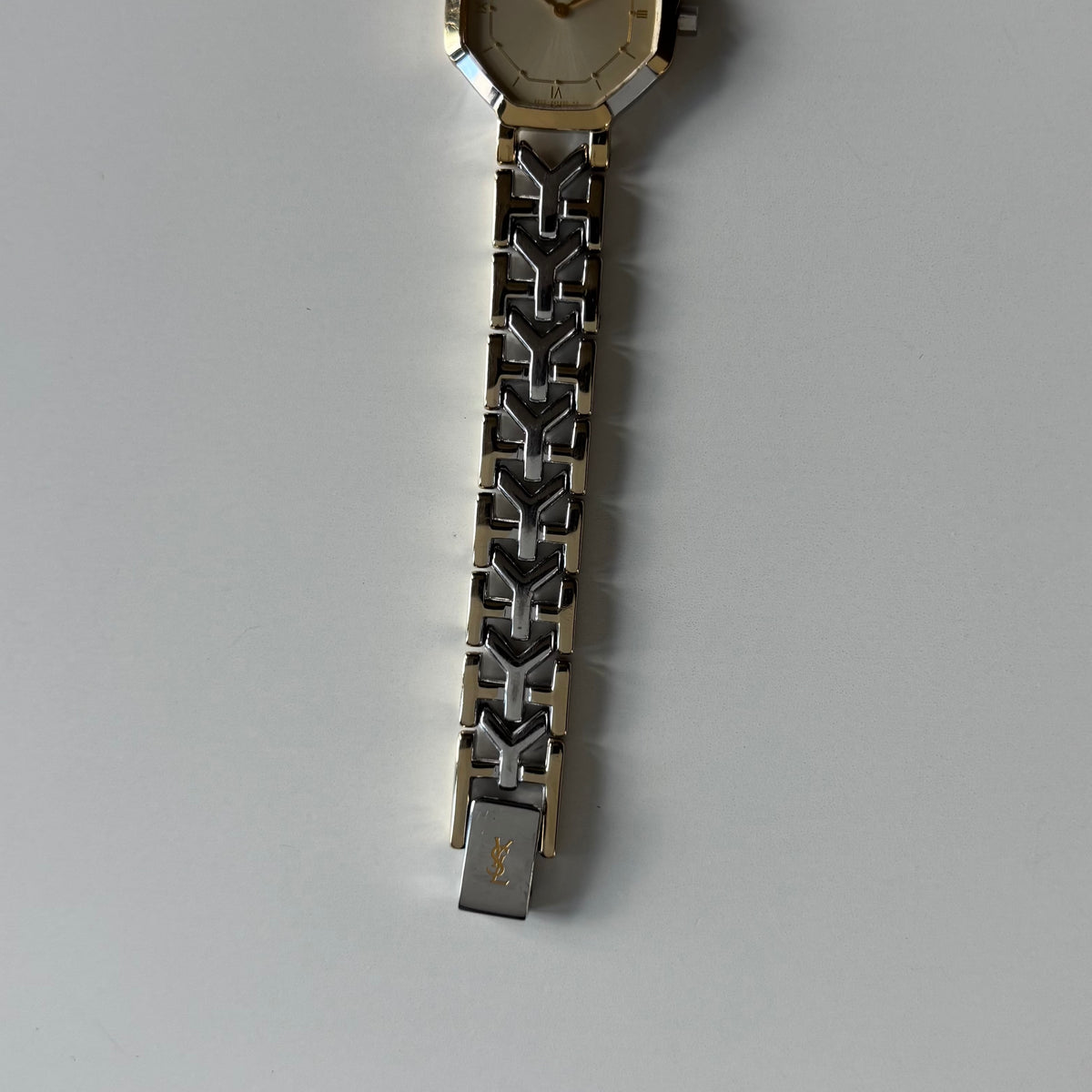 Yves Saint Laurent 1990s Octagon Dial Two-Tone Gold-Plated Watch