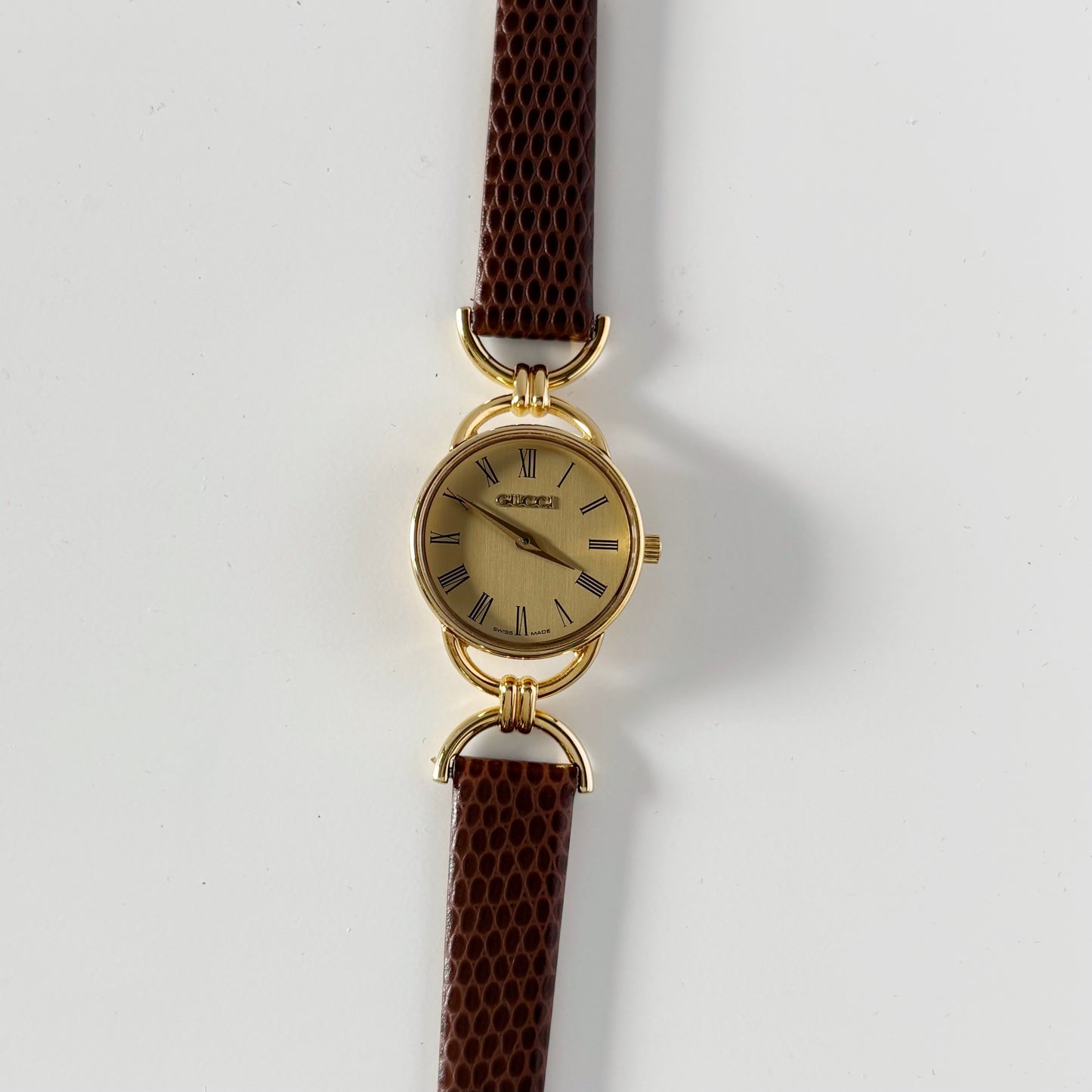 Gucci 1990s Gold Dial Horsebit Gold Plated Watch