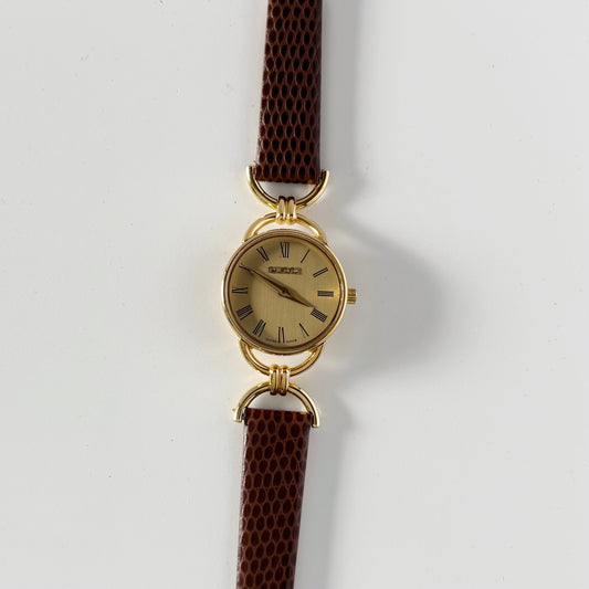 Gucci 1990s Gold Dial Horsebit Gold Plated Watch