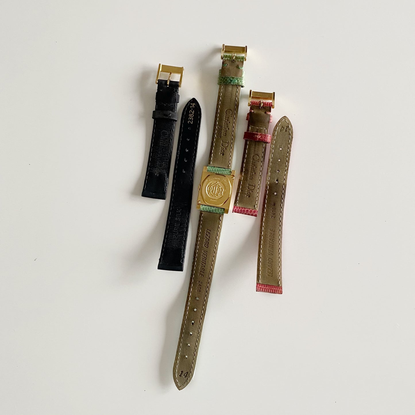 Dior Early 2000s La Parisienne Gold Plated Interchangeable Watch with 3 straps, case