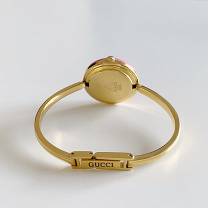 Gucci 1990s Interchangeable Bezel Gold Plated Bangle Watch with 12 bezels, case (Small)