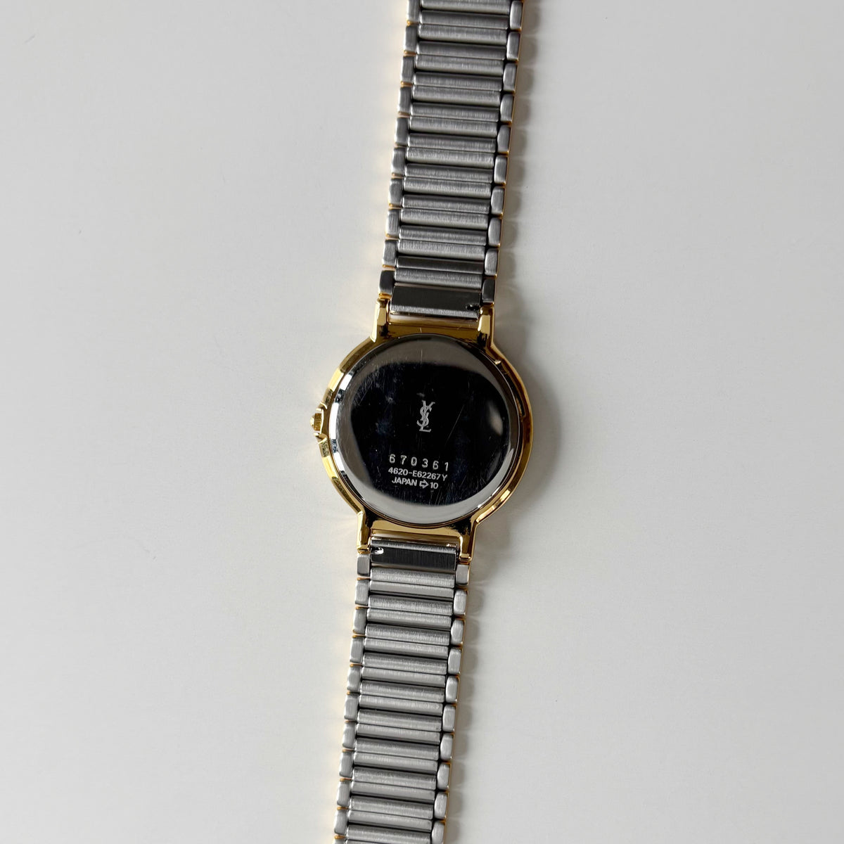 Yves Saint Laurent 1990s Large Round Dial Two Tone Gold Plated Watch (Large)
