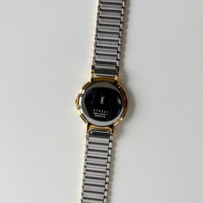 Yves Saint Laurent 1990s Large Round Dial Two Tone Gold Plated Watch (Large)