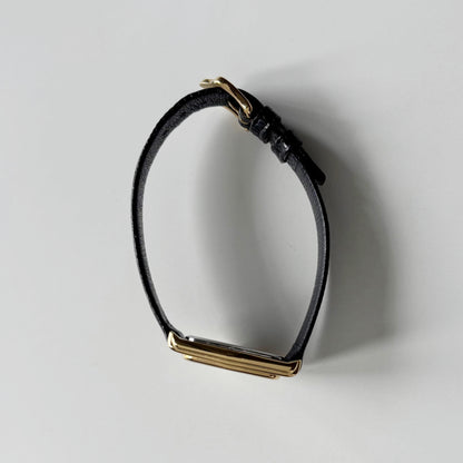 Celine 1980s Black Dial Gold Plated Watch