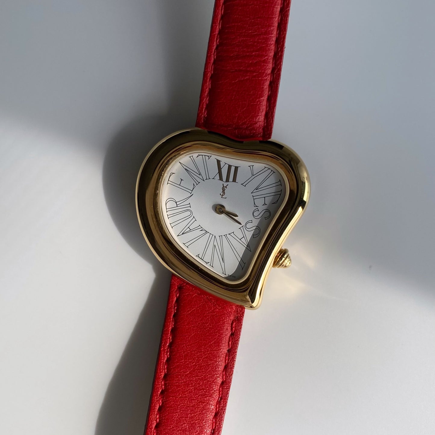 Yves Saint Laurent 1990s Heart Shaped Gold Plated Watch