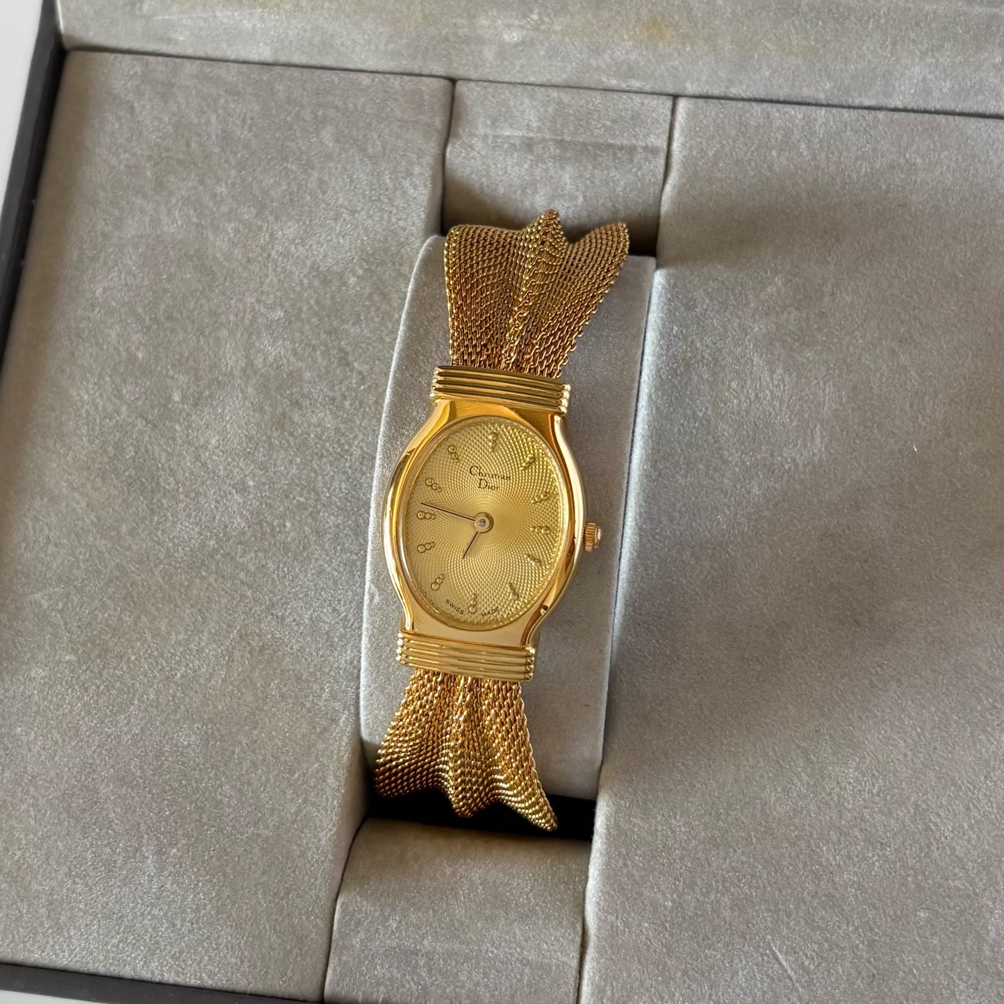Dior 1990s Gold Oval Dial Gold Plated Watch