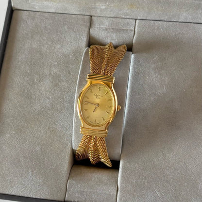 Dior 1990s Gold Oval Dial Gold Plated Watch