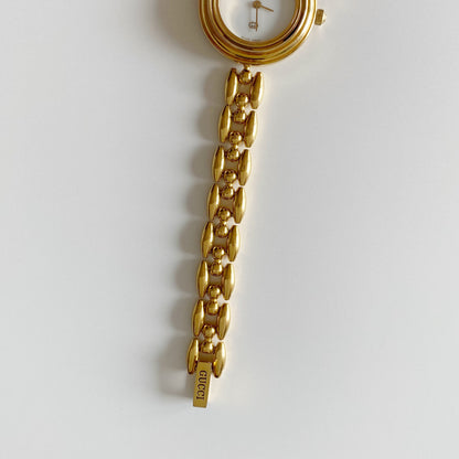 Gucci 1990s Interchangeable Bezel Gold Plated Watch with 6 bezels, case (165mm)