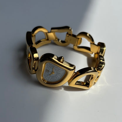 Yves Saint Laurent 1990s Heart  Dial Band Gold Plated Watch