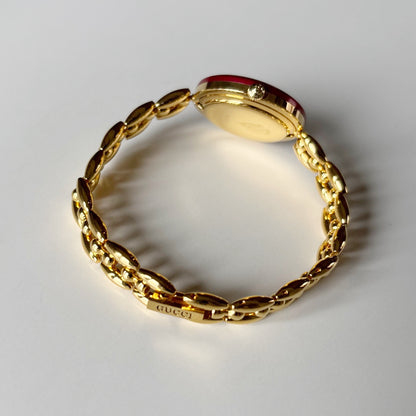 Gucci 1990s Interchangeable Bezel Gold Plated Rice Chain Watch with 6 bezels, case (160mm)