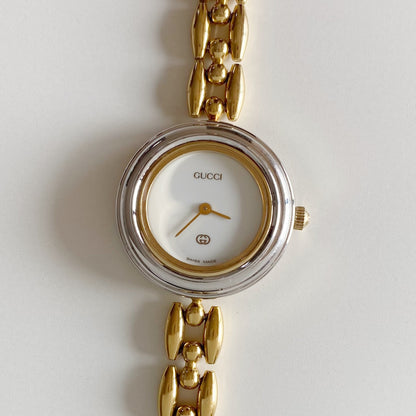 Gucci 1990s Interchangeable Bezel Gold Plated Watch with 6 bezels, case (167mm)