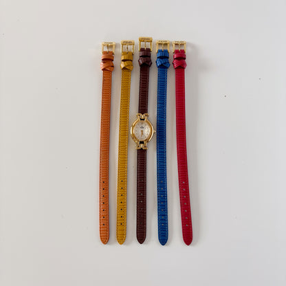 Fendi 1990s Interchangeable Strap Gold Plated Watch with 5 straps, case