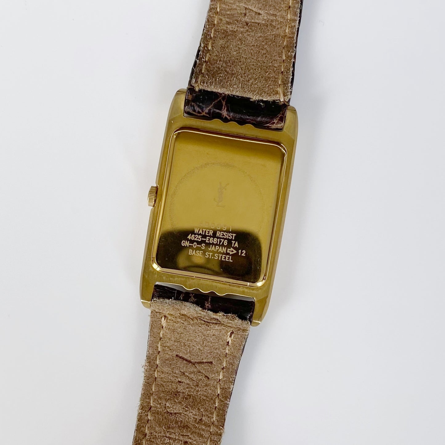 Yves Saint Laurent 1990s Tank Brown Leather Watch