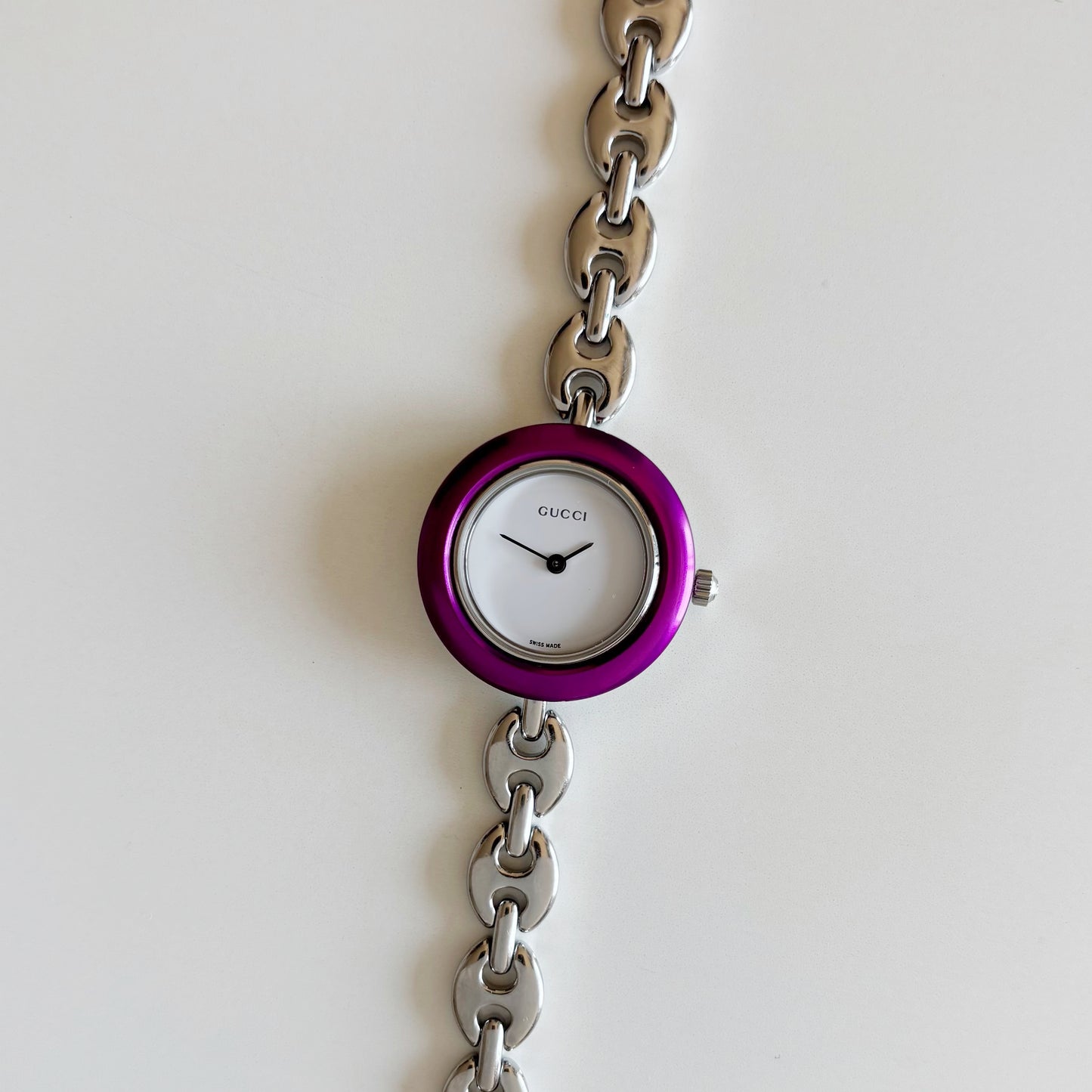 Gucci 1990s Interchangeable Bezel Stainless steel Watch with 6 bezels, case (165mm)