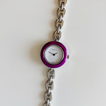 Gucci 1990s Interchangeable Bezel Stainless steel Watch with 6 bezels, case (165mm)