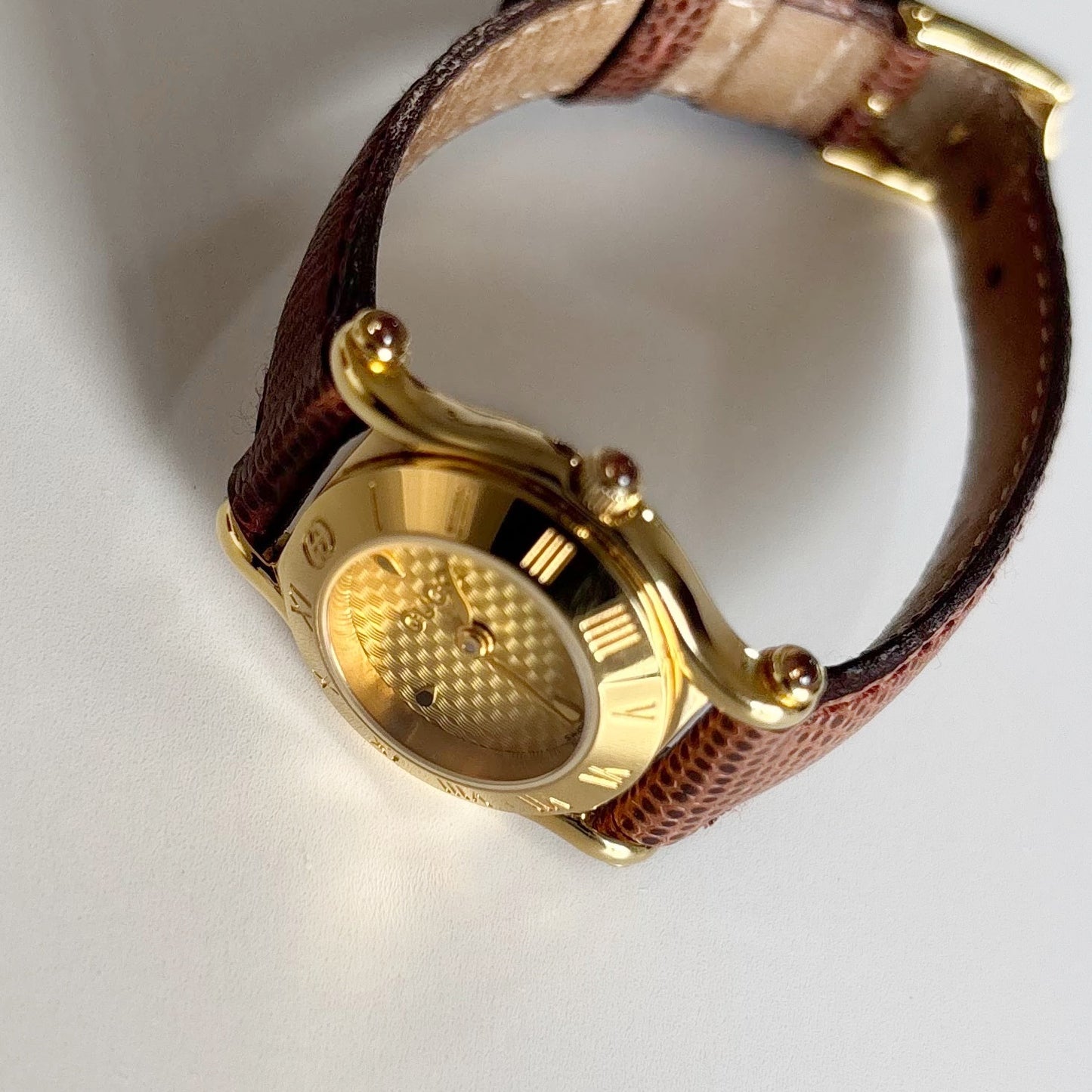 Gucci 1990s Gold Dial Gold Plated Watch