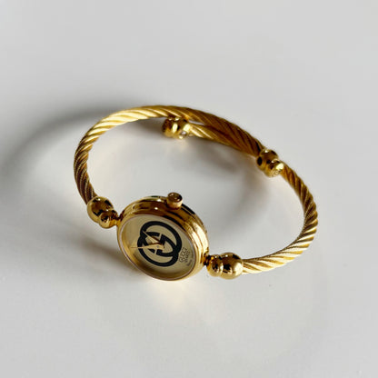 Gucci 1990s Gold Plated Cable Bangle Watch