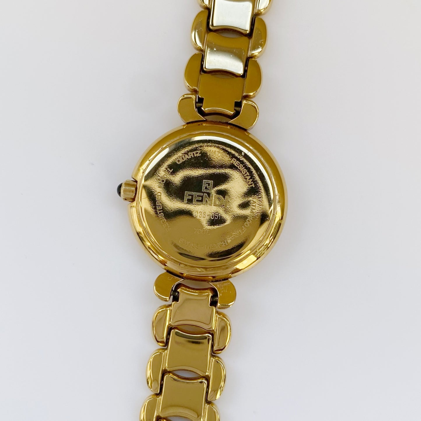 Fendi 1990s Gold Plated Round Watch