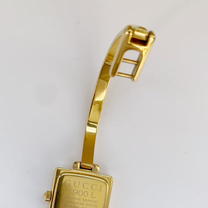 Gucci 1990s Square Gold Plated Bangle Watch